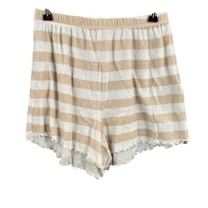 Billabong Striped Shorts Womens Small S Beach Beige Cream Pull On Elastic New